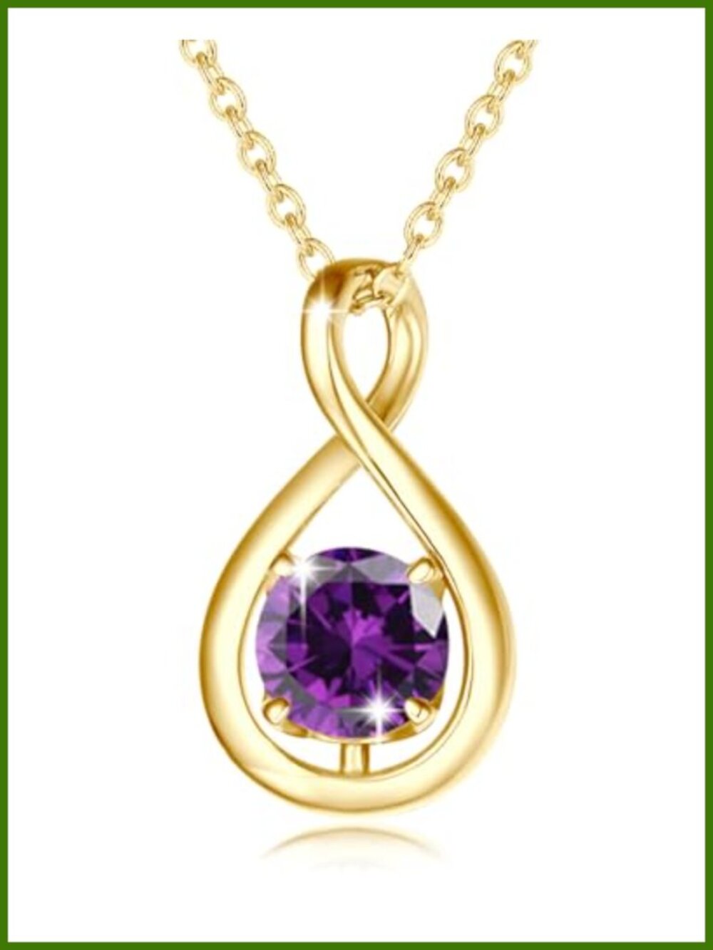 Gold Plated Sterling Silver Infinity Birthstone Pendant Necklace